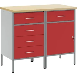 Online vidaXL Arbetskabinett med låda 2 pcs och Grå 100 x 55 x 85 cm Röd