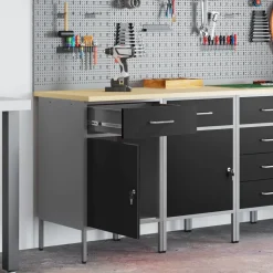 vidaXL Arbetskabinett med låda 2 pcs och Grå 100 x 55 x 85 cm Svart