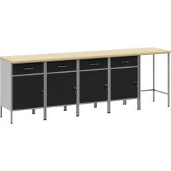 vidaXL Arbetskabinett Set med låda med lagring 5 pcs Svart och Grå