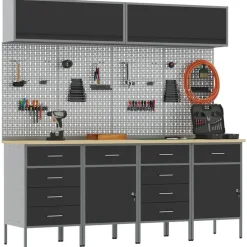 New vidaXL Arbetskabinett Set med låda med lagring med lås 10 pcs Svart