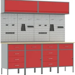 New vidaXL Arbetskabinett Set med låda med lagring med lås 10 pcs Röd