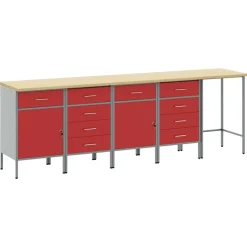 vidaXL Arbetskabinett Set med låda med lagring 5 pcs Röd och Grå