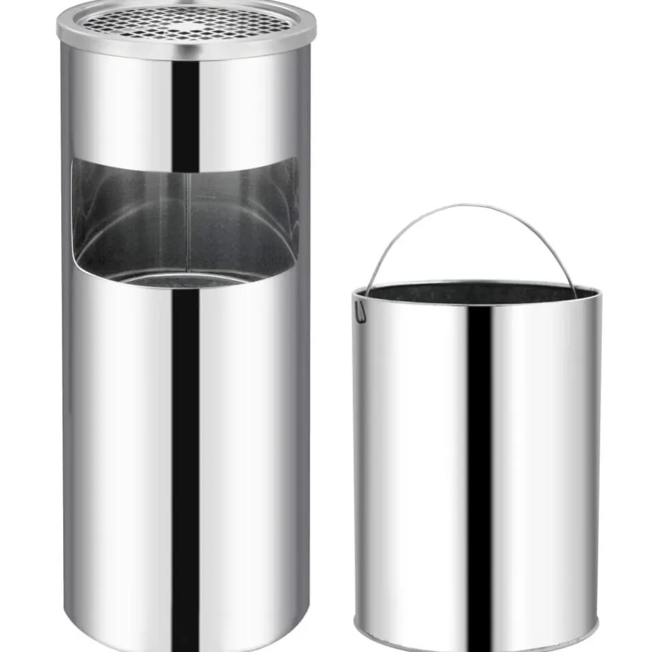 Outlet vidaXL Askfat/soptunna 30 L rostfritt stål Silver