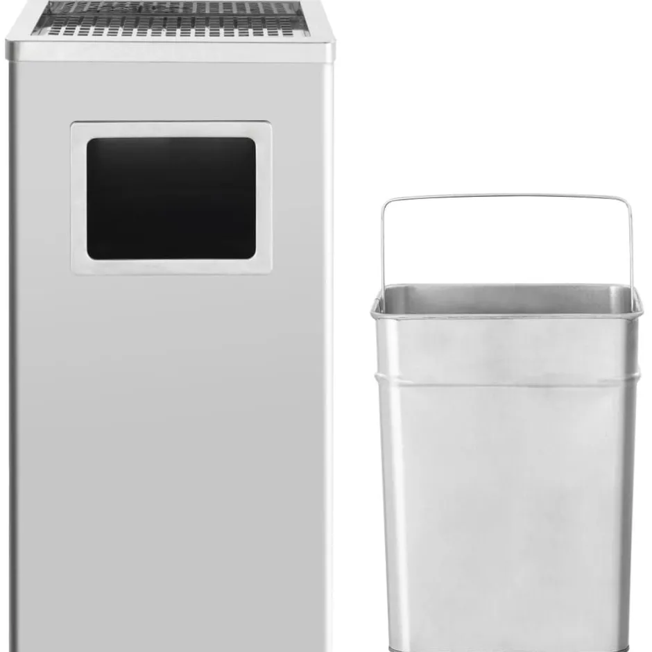 Outlet vidaXL Askfat/soptunna 45 L rostfritt stål Silver