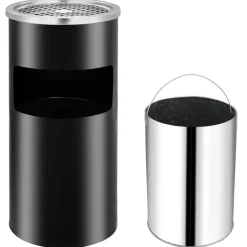 Best vidaXL Askfat/soptunna för vägg stål 26 L Svart