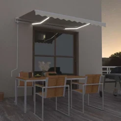vidaXL Automatisk markis med vindsensor & LED 300x250 cm gräddvit