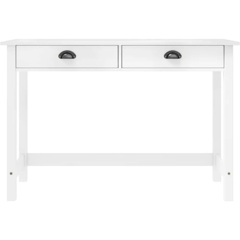 Best vidaXL Avlastningsbord Hill med 2 lådor 110x45x74 cm massiv furu Vit