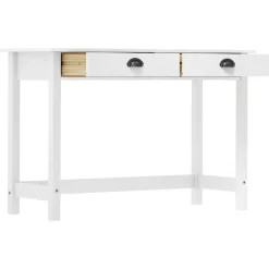 Best vidaXL Avlastningsbord Hill med 2 lådor 110x45x74 cm massiv furu Vit