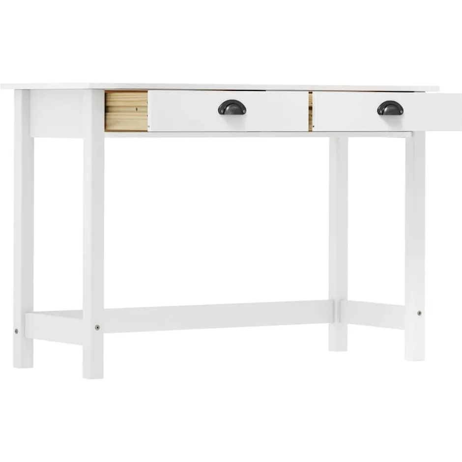 Best vidaXL Avlastningsbord Hill med 2 lådor 110x45x74 cm massiv furu Vit