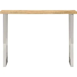 Sale vidaXL Avlastningsbord med levande kant 105x33x76 cm massivt mangoträ Silver
