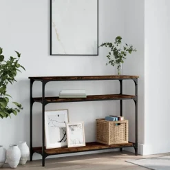 vidaXL Avlastningsbord rökfärgad ek 100x29x75 cm konstruerat trä