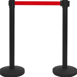 vidaXL Avspärrningsstolpe med band stål svart