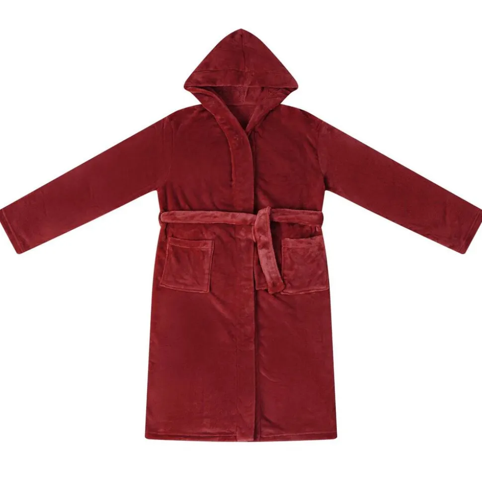 vidaXL Badräkt Hoodie Bordeaux Röd s Flanell