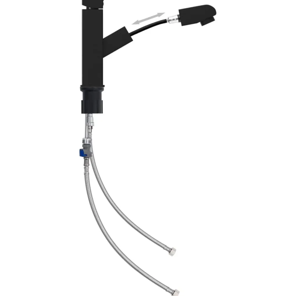 vidaXL Badrumsblandare med utdragbar pip svart 157x172 mm