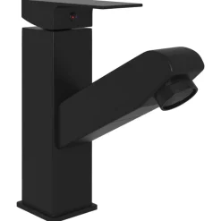 vidaXL Badrumsblandare med utdragbar pip svart 157x172 mm
