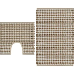 vidaXL Badrumsmattor handvävd jute beige och vit