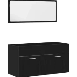 Outlet vidaXL Badrumsmöbelset Väggmonterad 2 pcs Konstruerat trä Svart ek