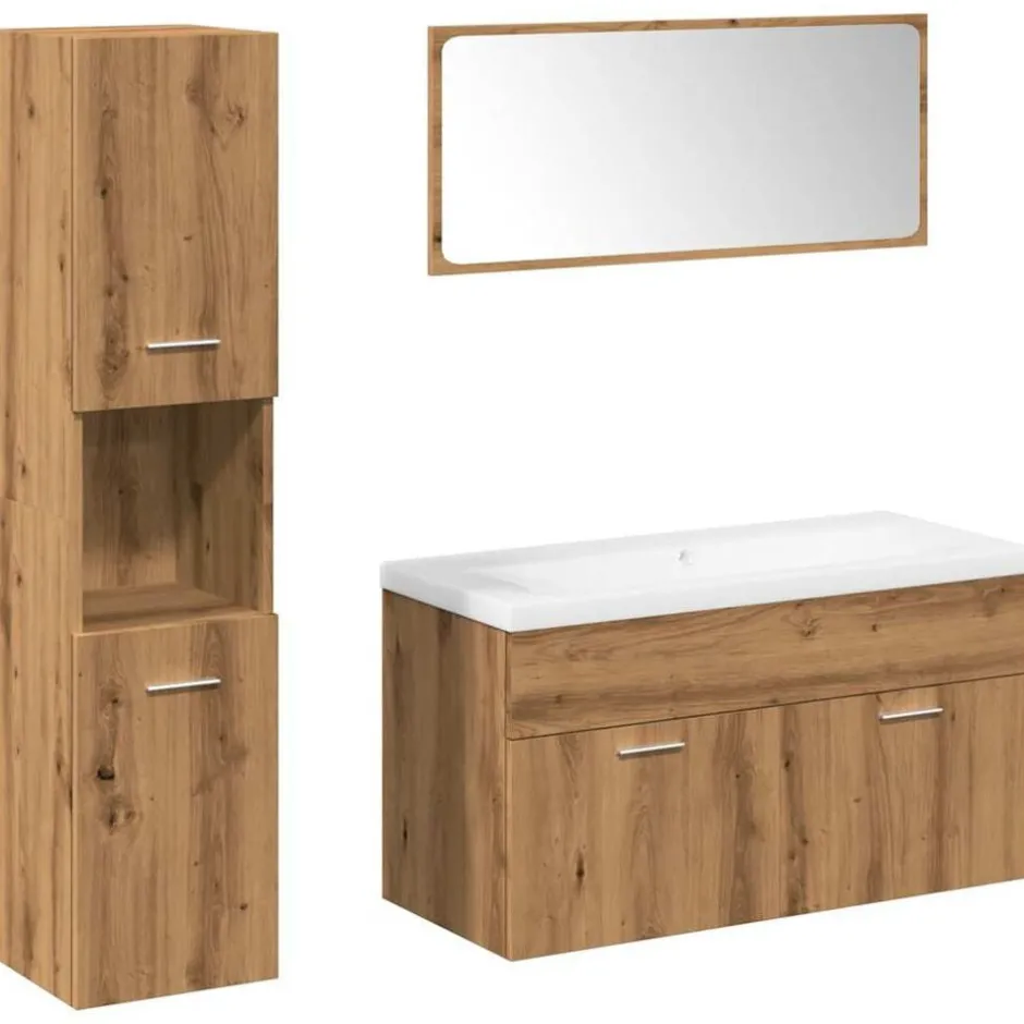 vidaXL Badrumsmöbler set 5 delar konstruerat trä artisan ek