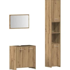 Sale vidaXL Badrumsmöbler set 3 delar konstruerat trä artisan ek