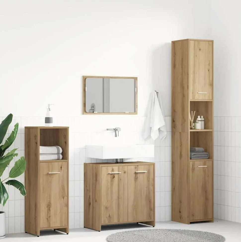vidaXL Badrumsmöbler set 4 delar artisan ek konstruerat trä