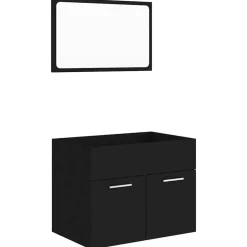 Clearance vidaXL Badrumsmöbler set 2 delar konstruerat trä Svart