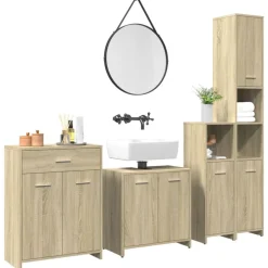 Outlet vidaXL Badrumsmöbler set 4 delar sonoma-ek konstruerat trä Sonoma ek