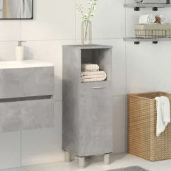 Discount vidaXL Badrumsskåp 30x30x95 cm konstruerat trä Betonggrå