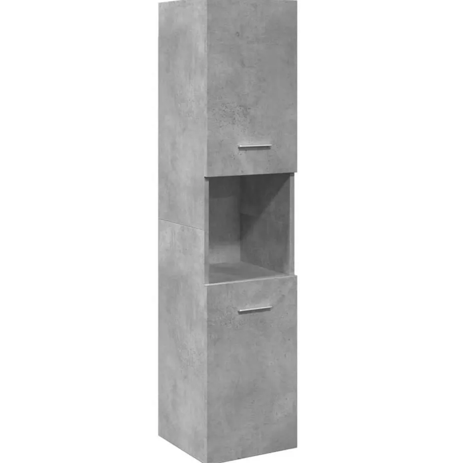 Discount vidaXL Badrumsskåp 30x30x130 cm konstruerat trä Betonggrå