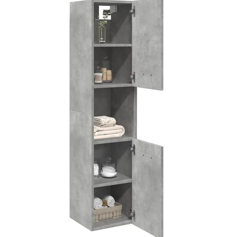Discount vidaXL Badrumsskåp 30x30x130 cm konstruerat trä Betonggrå