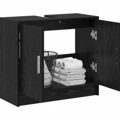 New vidaXL Badrumsskåp med dörr 63 x 29 x 55 cm Konstruerat trä Svart ek