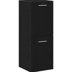 vidaXL Badrumsskåp med dörr Svart Ek 30 x 30 x 80 cm Konstruerat trä