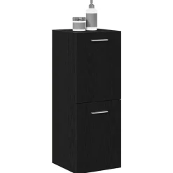 vidaXL Badrumsskåp med dörr Svart Ek 30 x 30 x 80 cm Konstruerat trä