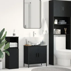 Sale vidaXL Badrumsskåp med handfat med lagring 60 x 30 x 60 cm Svart ek