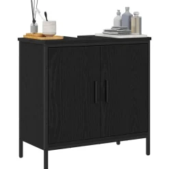 Sale vidaXL Badrumsskåp med handfat med lagring 60 x 30 x 60 cm Svart ek