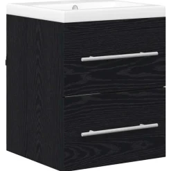 Outlet vidaXL Badrumsskåp med handfat med låda Svart 42 x 39 x 52 cm Svart ek