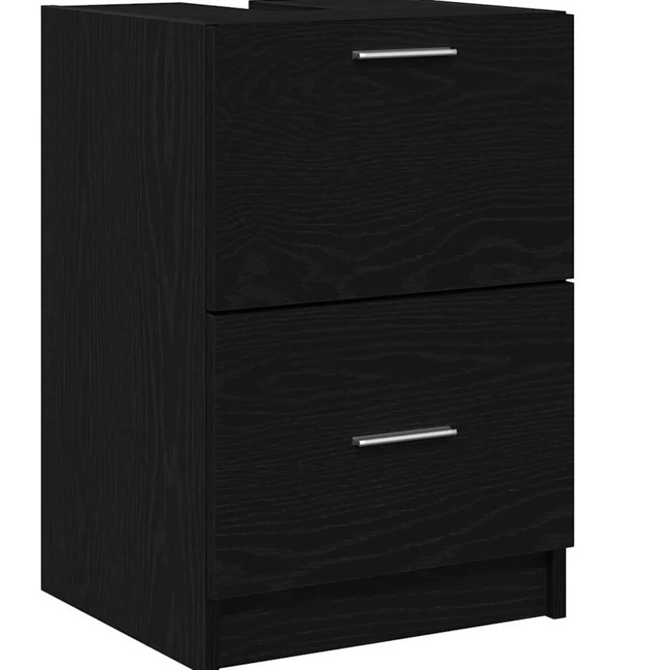 vidaXL Badrumsskåp med låda Svart Ek 40 x 37 x 59 cm Konstruerat trä