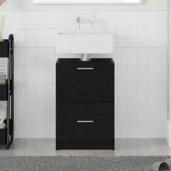 vidaXL Badrumsskåp med låda Svart Ek 40 x 37 x 59 cm Konstruerat trä
