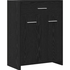 vidaXL Badrumsskåp med låda Svart Ek 60 x 33 x 80 cm Konstruerat trä