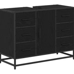 Discount vidaXL Badrumsskåp med låda 80 x 33 x 60 cm Konstruerat trä Svart ek