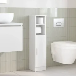 Clearance vidaXL Badrumsskåp med rullhållare 20,5x22x90 cm Vit