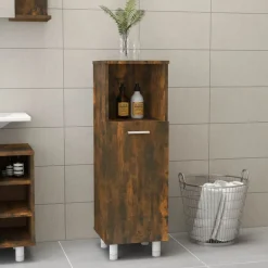 Hot vidaXL Badrumsskåp 30x30x95 cm konstruerat trä Rökfärgad ek