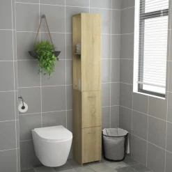 Hot vidaXL Badrumsskåp sonoma-ek 25x26,5x170 cm konstruerat trä Sonoma ek