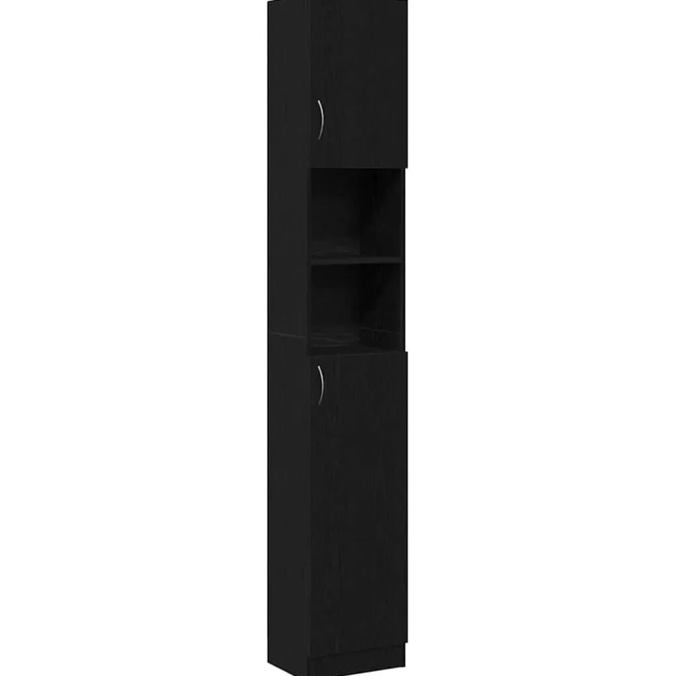vidaXL Badrumsskåp svart ek 32x25,5x190 cm konstruerat trä
