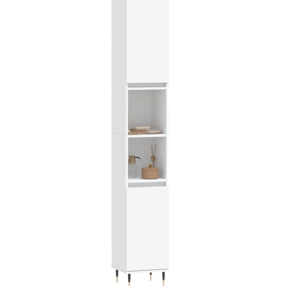 vidaXL Badrumsskåp vit 30x30x190 cm konstruerat trä