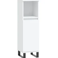 Hot vidaXL Badrumsskåp 30x30x100 cm konstruerat trä Vit