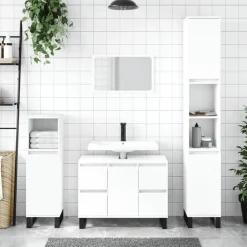 Hot vidaXL Badrumsskåp 30x30x100 cm konstruerat trä Vit