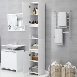 vidaXL Badrumsskåp vit 30x30x183,5 cm konstruerat trä