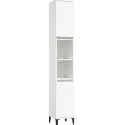 New vidaXL Badrumsskåp 30x30x190 cm konstruerat trä Vit