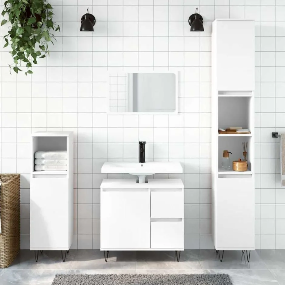 Discount vidaXL Badrumsskåp 65x33x60 cm konstruerat trä Vit