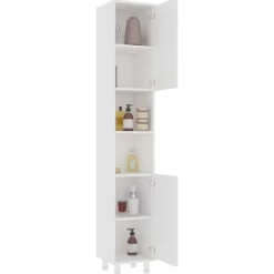 vidaXL Badrumsskåp vit 30x30x179 cm konstruerat trä